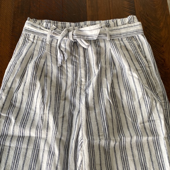 Madewell Linen Cotton Paperbag Pants in Dark Baltic Striped High waist - Picture 5 of 9